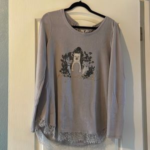 LC Lauren Conrad “Party Animal” lavender lace tunic size L